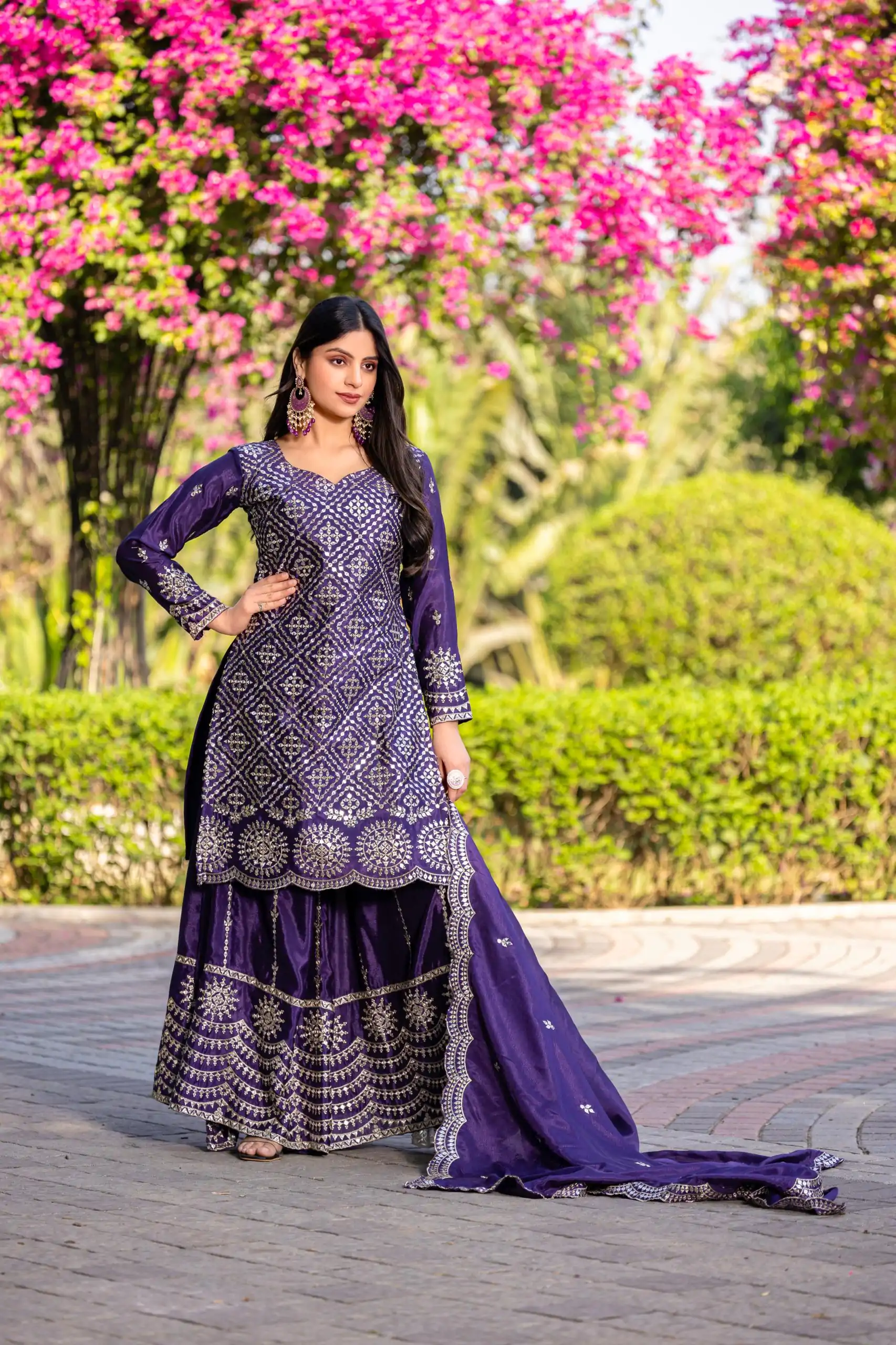 Ram 098 Royal Purple Color Chinon Thread Sequence Work Salwar Suit Casual, Wedding, Festive, Events . Expected Delivery  4-6 Working Days @2349/- only      | Jump Suits, Salwar suit, Casual Suits, Creative suits, Designer Suits, Palazzo Suits, Party Wear Suits, Patiala Suits, Straight Suits