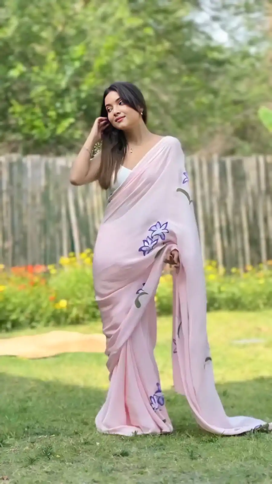 SC 408 Pink Color Pure Soft Georgette Silk Pari Work Saree Casual, Wedding, Festive, Events . Expected Delivery  4-6 Working Days @1599/- only                                                                                                                                           | Sarees, Bollywood Sarees, Creative Sarees, Designer Sarees, Embroidered Sarees, Ethnic Saree, Modern Digital sarees, Party Wear Sarees