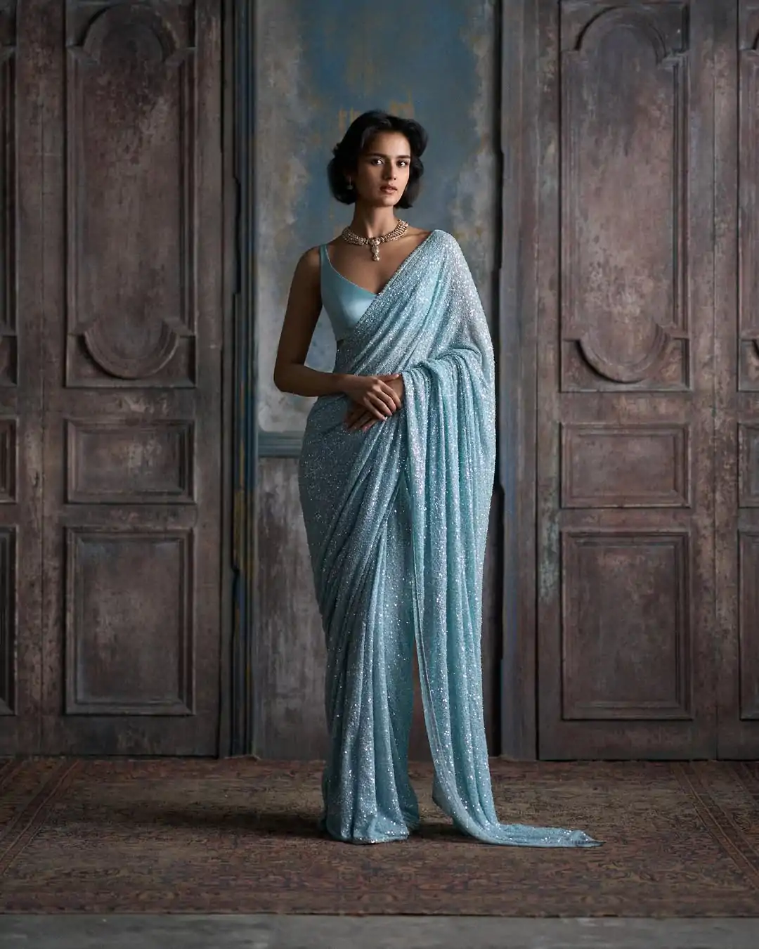 DF 3449Sky Blue Color Georgette Khichdi Sequence Work Saree Casual, Wedding, Festive, Events . Expected Delivery  4-6 Working Days @1899/- only                                                                                                                                           | Sarees, Bollywood Sarees, Creative Sarees, Designer Sarees, Embroidered Sarees, Ethnic Saree, Modern Digital sarees, Party Wear Sarees