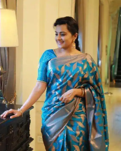 Blue Soft Litchi Silk All Over Weaving Saree - Image 2
