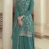 Glowing Blue Color Chinon Embroidery Multi Work Salwar Suit
