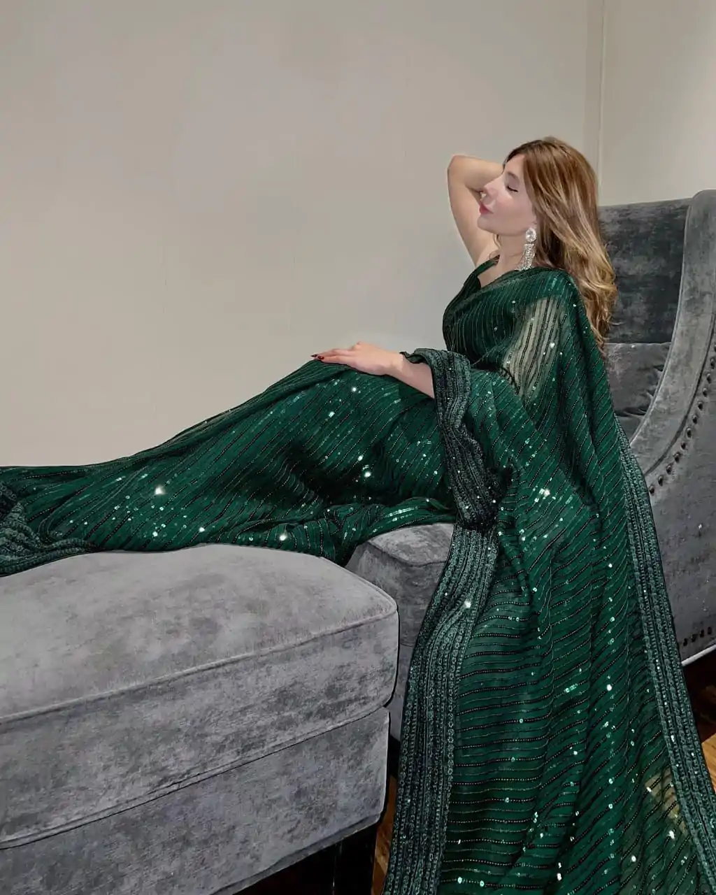 JR 620 Green Color Fox Georgette Embroidery Sequence Work Saree Casual, Wedding, Festive, Events . Expected Delivery  4-6 Working Days @1799/- only                                                                                                                                             | Sarees, Bollywood Sarees, Creative Sarees, Designer Sarees, Embroidered Sarees, Ethnic Saree, Modern Digital sarees, Party Wear Sarees