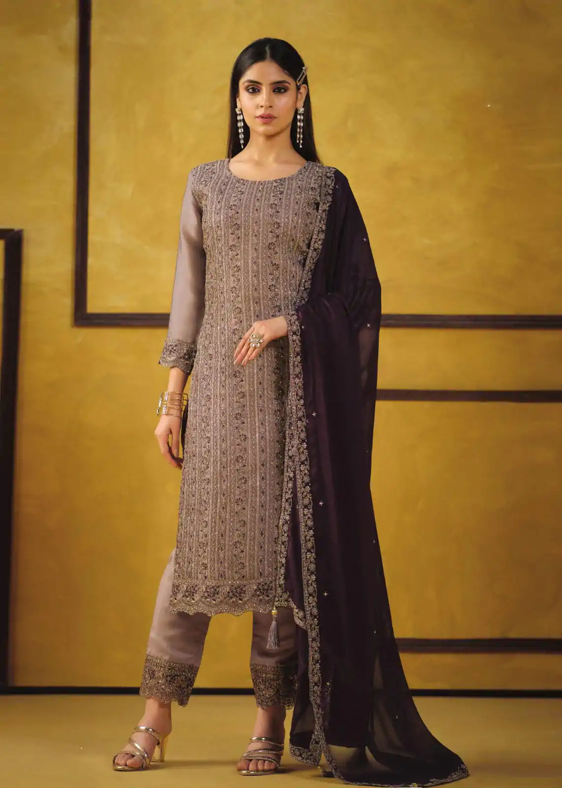 FC 5421 Light Brown Color Rangoli Coding Sequence Work Salwar Suit Casual, Wedding, Party, Festive, Events Etc.4-6 Working Days@ 2749/-only | Jump Suits, Salwar suit, Casual Suits, Creative suits, Designer Suits, Palazzo Suits, Party Wear Suits, Patiala Suits, Straight Suits