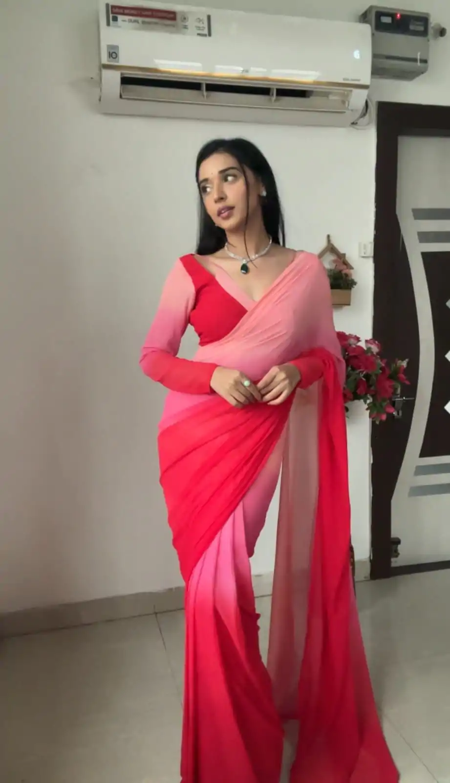  SC 226 Pink Red Color Soft Georgette Silk Ready To Wear Saree Casual, Wedding, Festive, Events . Expected Delivery  4-6 Working Days @1549/- only                                                                                                                                             | Sarees, Bollywood Sarees, Creative Sarees, Designer Sarees, Embroidered Sarees, Ethnic Saree, Modern Digital sarees, Party Wear Sarees