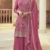 Glowing Pink Color Chinon Embroidery Multi Work Salwar Suit