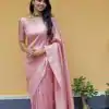 Glowing Pink Color Lichi Silk Jacquard Work On All Over Saree
