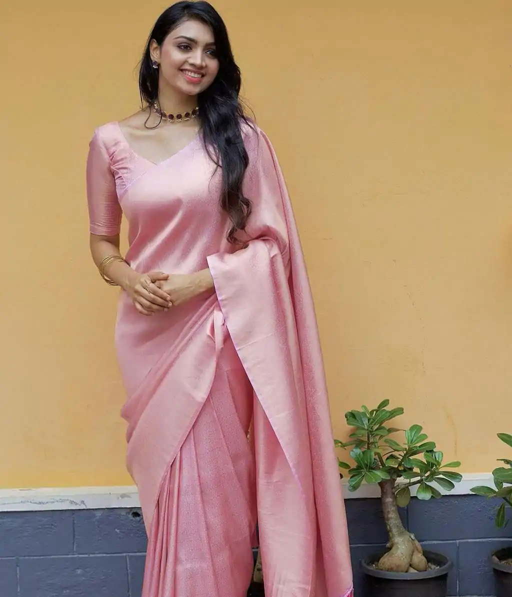 KP 4074 Pink  Color Lichi Silk Jacquard Work On All Over Saree Casual, Wedding, Festive, Events . Expected Delivery  4-6 Working Days @1399/- only                                                                                                                                           | Sarees, Bollywood Sarees, Creative Sarees, Designer Sarees, Embroidered Sarees, Ethnic Saree, Modern Digital sarees, Party Wear Sarees