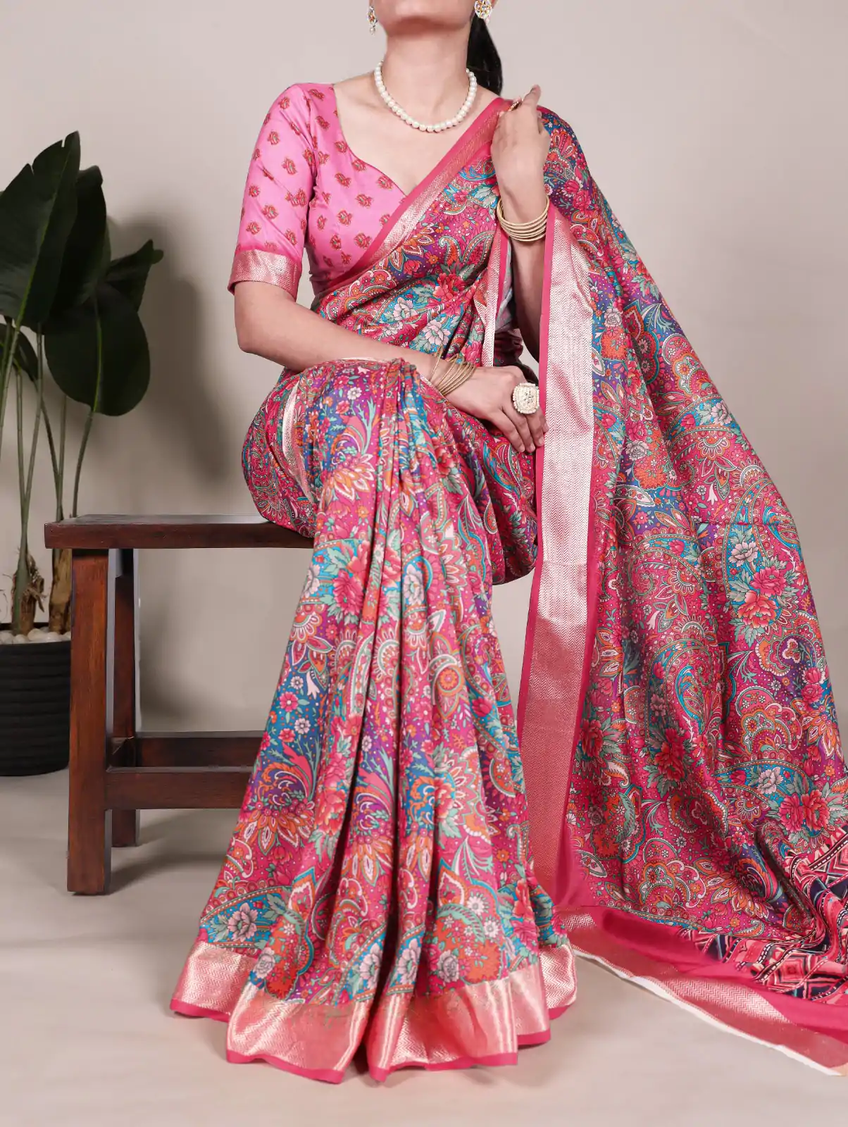 YNF 7019 Pink Color Tushar Silk With Viscose Border Printed Saree Casual, Wedding, Festive, Events . Expected Delivery  4-6 Working Days @1699/- only                                                                                                                                           | Sarees, Bollywood Sarees, Creative Sarees, Designer Sarees, Embroidered Sarees, Ethnic Saree, Modern Digital sarees, Party Wear Sarees