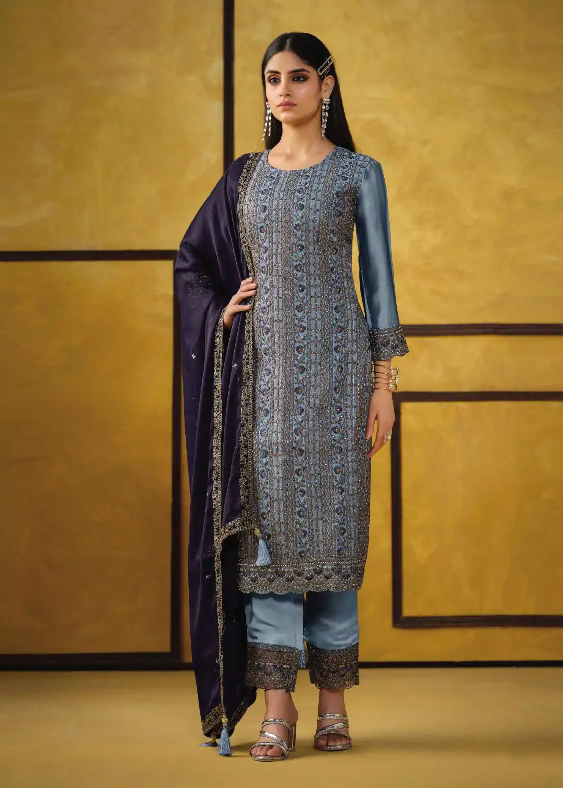 FC 5421 Sky Blue Color Rangoli Coding Sequence Work Salwar Suit Casual, Wedding, Party, Festive, Events Etc.4-6 Working Days@ 2749/-only | Jump Suits, Salwar suit, Casual Suits, Creative suits, Designer Suits, Palazzo Suits, Party Wear Suits, Patiala Suits, Straight Suits