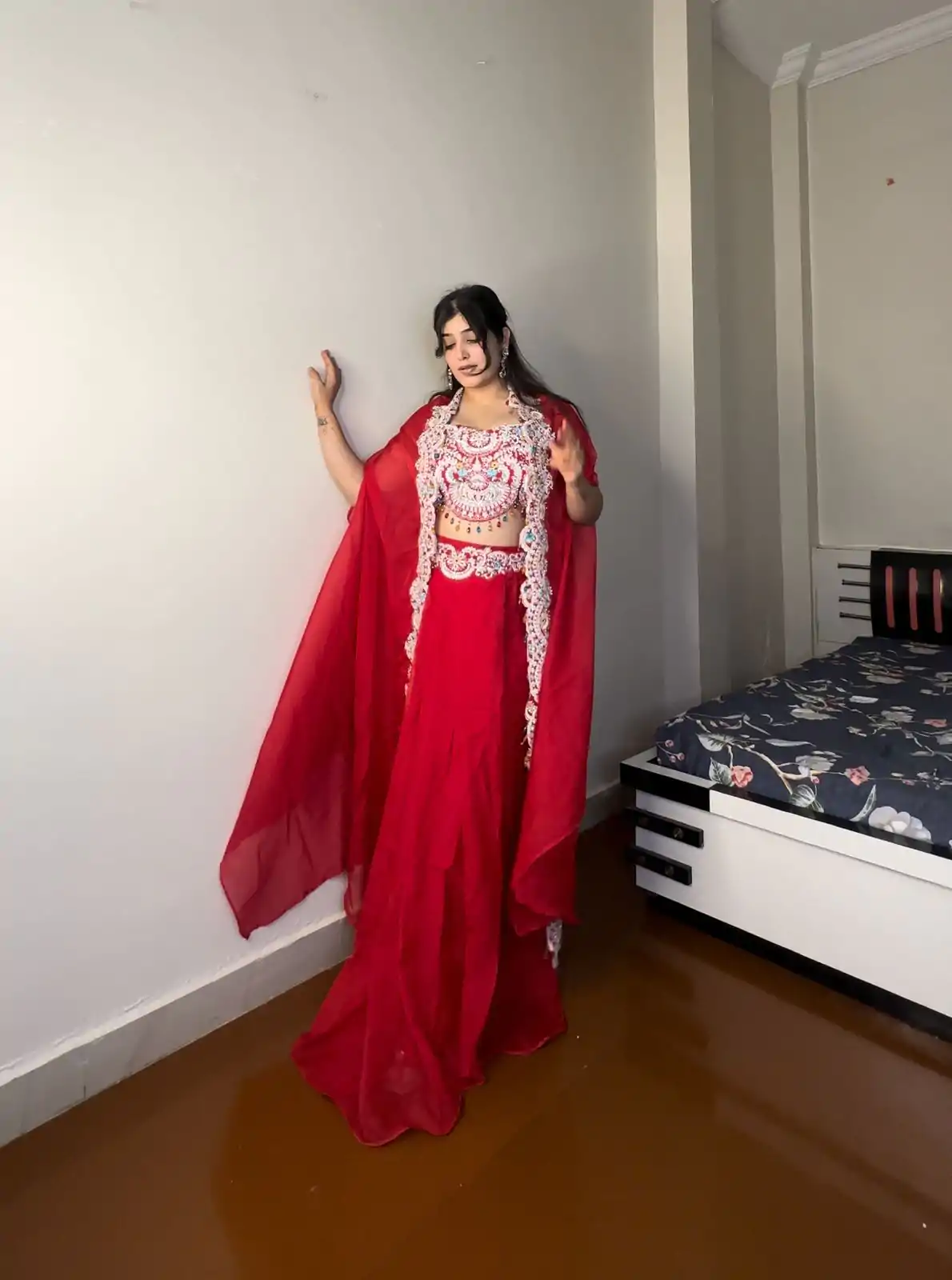 BE 338 Red Color Georgette Sequence Diamond Work Dhoti Suit Casual, Wedding, Festive, Events . Expected Delivery  4-6 Working Days @1999/- only      | Jump Suits, Salwar suit, Casual Suits, Creative suits, Designer Suits, Palazzo Suits, Party Wear Suits, Patiala Suits, Straight Suits