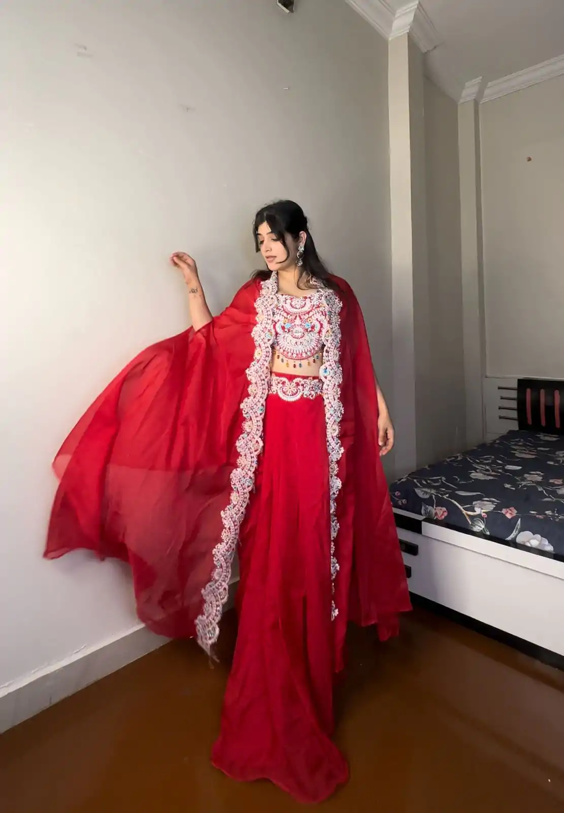 BE 338 Red Color Georgette Sequence Diamond Work Dhoti Suit Casual, Wedding, Festive, Events . Expected Delivery  4-6 Working Days @1999/- only      | Jump Suits, Salwar suit, Casual Suits, Creative suits, Designer Suits, Palazzo Suits, Party Wear Suits, Patiala Suits, Straight Suits