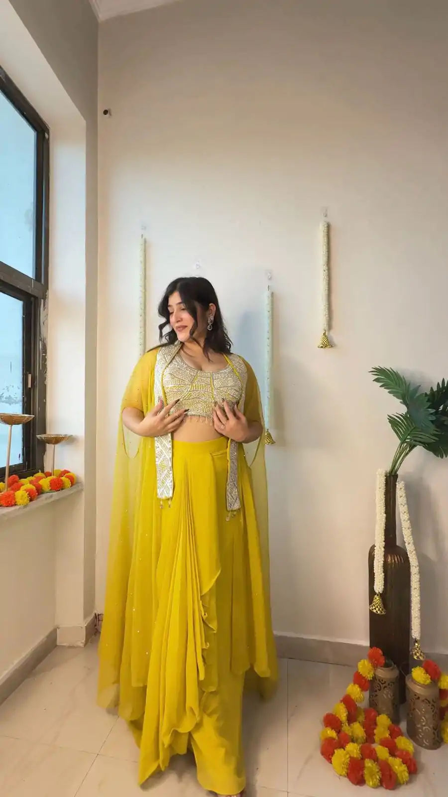 LG 1931 Yellow Color Georgette Sequence Work On Front Dhoti Suit Casual, Wedding, Festive, Events . Expected Delivery  4-6 Working Days @1999/- only      | Jump Suits, Salwar suit, Casual Suits, Creative suits, Designer Suits, Palazzo Suits, Party Wear Suits, Patiala Suits, Straight Suits