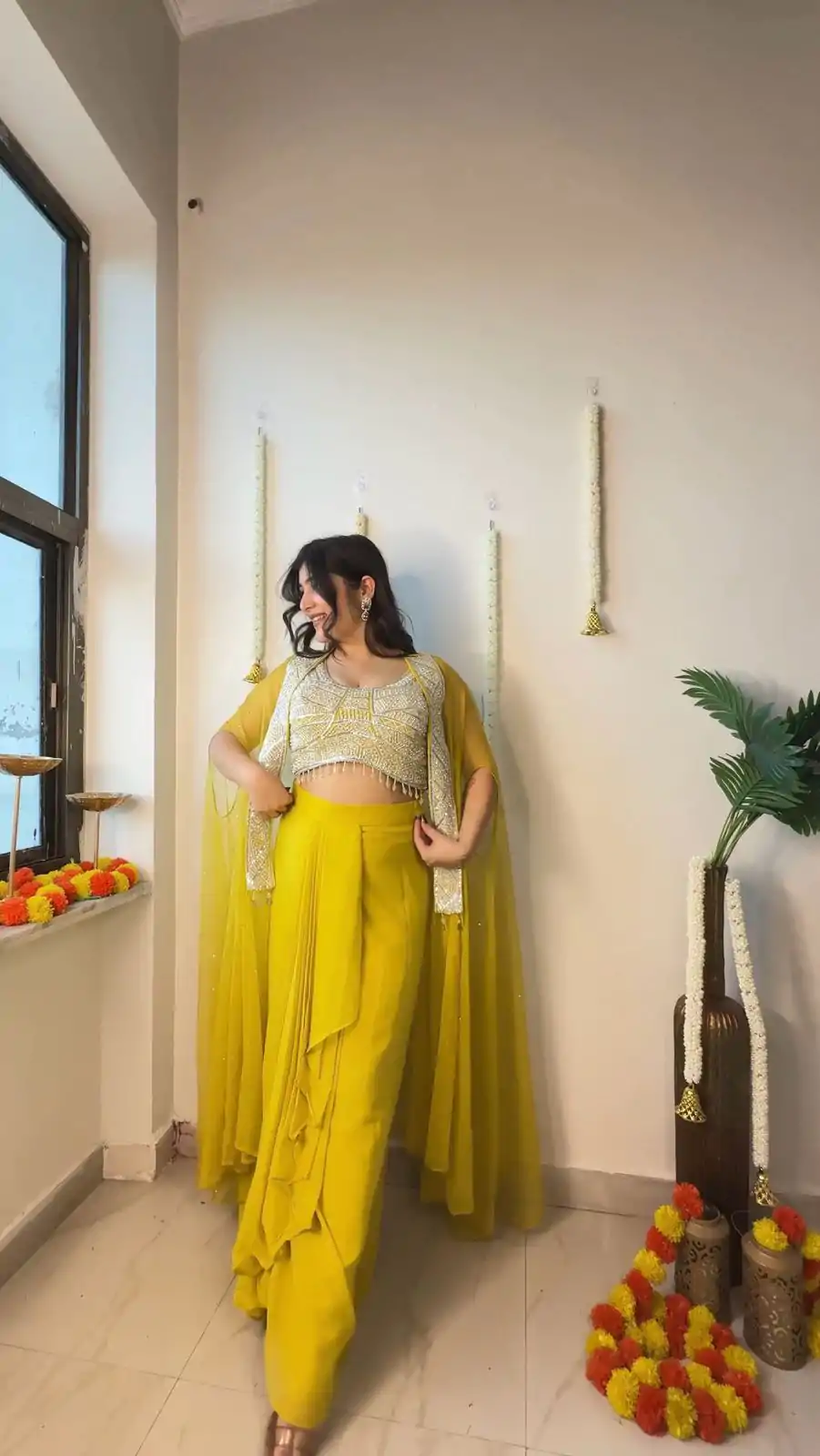 LG 1931 Yellow Color Georgette Sequence Work On Front Dhoti Suit Casual, Wedding, Festive, Events . Expected Delivery  4-6 Working Days @1999/- only      | Jump Suits, Salwar suit, Casual Suits, Creative suits, Designer Suits, Palazzo Suits, Party Wear Suits, Patiala Suits, Straight Suits