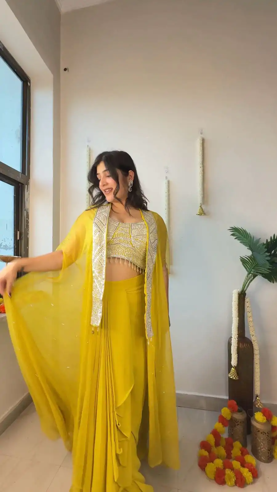 LG 1931 Yellow Color Georgette Sequence Work On Front Dhoti Suit Casual, Wedding, Festive, Events . Expected Delivery  4-6 Working Days @1999/- only      | Jump Suits, Salwar suit, Casual Suits, Creative suits, Designer Suits, Palazzo Suits, Party Wear Suits, Patiala Suits, Straight Suits