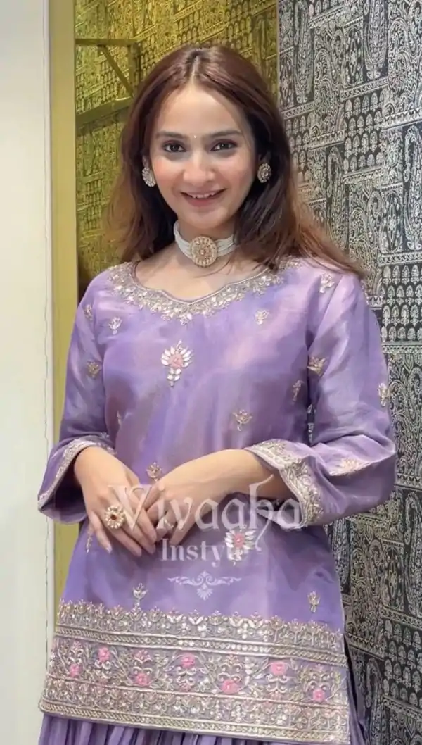 Grand Purple Color Jimmy Choo Silk Sequence Work Salwar Suit