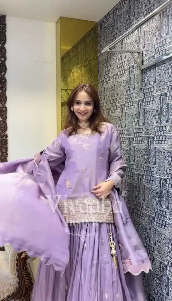 Purple Silk Sequence Work Lehenga Choli - Image 5