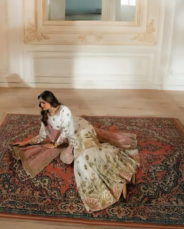 White Georgette Sequence Work Salwar Suit - Image 2