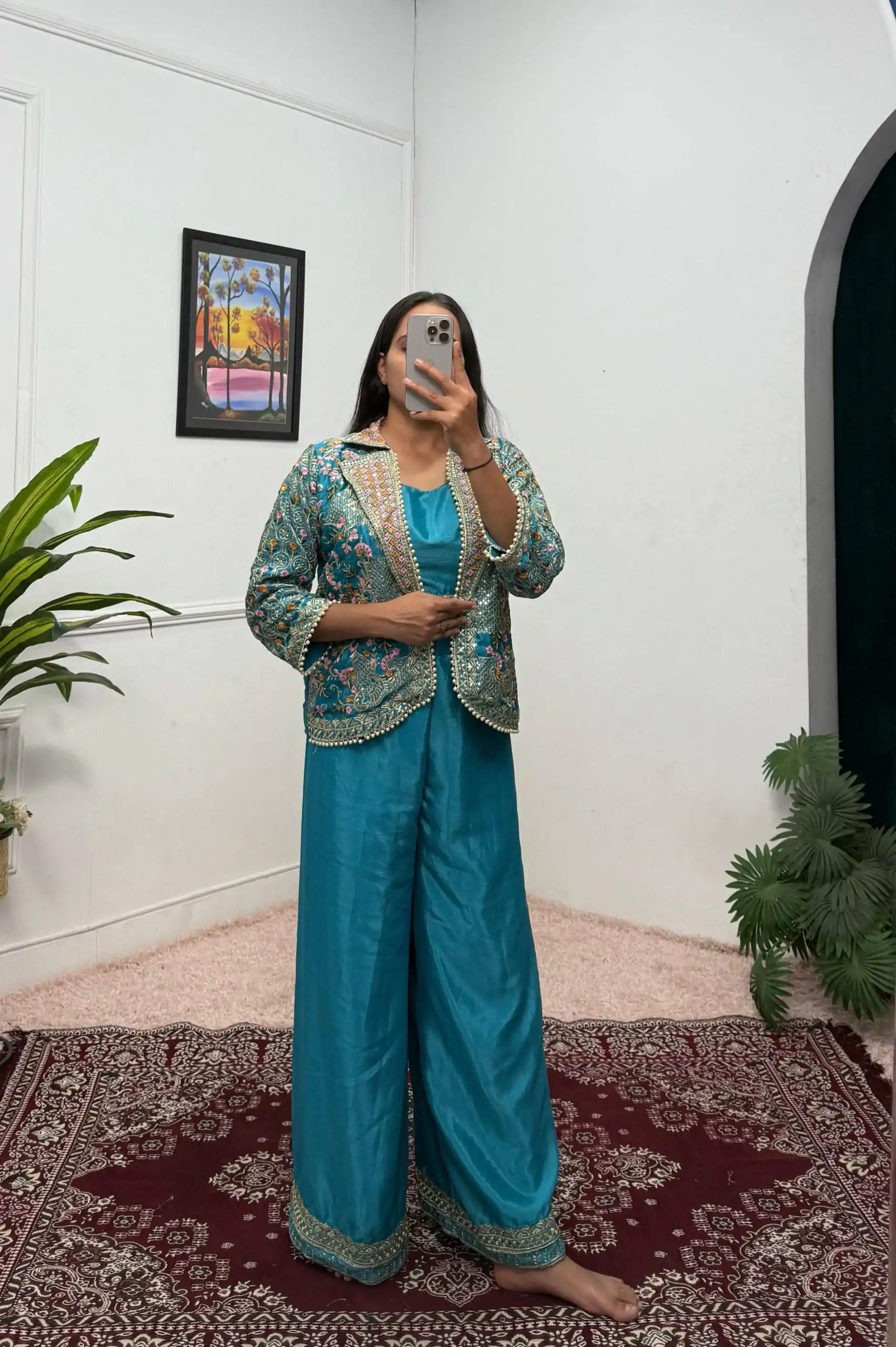 ST 1096 Blue Color Chinon Embroidery Work With Moti Lace Salwar Suit Casual, Wedding, Festive, Events . Expected Delivery  4-6 Working Days @1999/- only      | Jump Suits, Salwar suit, Casual Suits, Creative suits, Designer Suits, Palazzo Suits, Party Wear Suits, Patiala Suits, Straight Suits