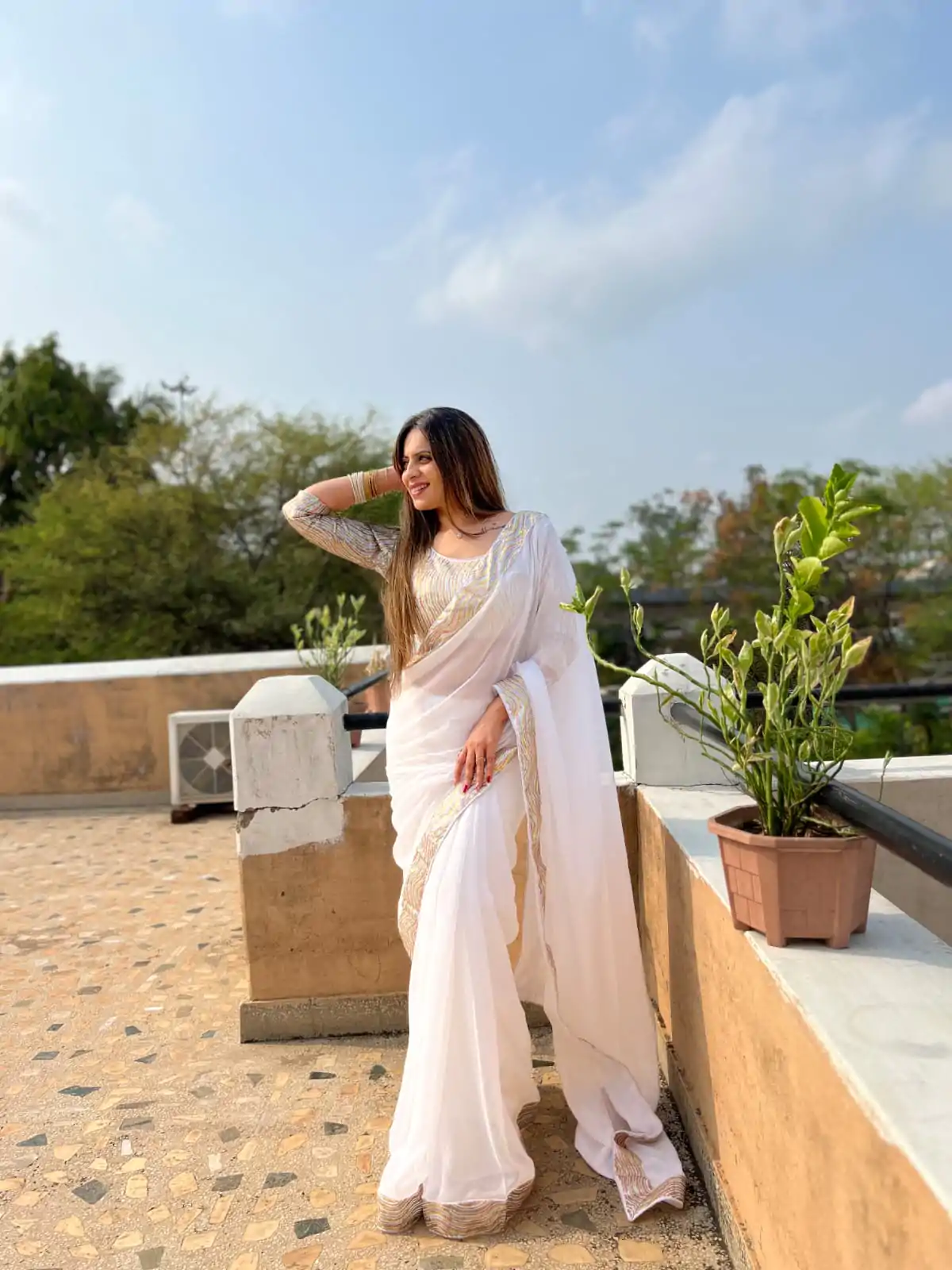 JR 579 White Color Georgette Sequence Work Lace Saree Casual, Wedding, Festive, Events . Expected Delivery  4-6 Working Days @1599/- only                                                                                                                                             | Sarees, Bollywood Sarees, Creative Sarees, Designer Sarees, Embroidered Sarees, Ethnic Saree, Modern Digital sarees, Party Wear Sarees