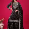 Perfect Black Color Chinon Silk Sequence Work Salwar Suit