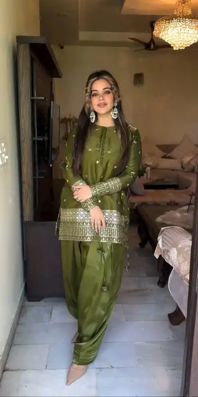 Perfect Green Color Japan Satin Silk Sequence Work Salwar Suit