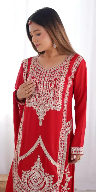 KB 280 Red Color Vichitra Silk Embroidery Sequence Salwar Suit Casual, Wedding, Party, Festive, Events Etc.4-6 Working Days@ 1969/-only | Jump Suits, Salwar suit, Casual Suits, Creative suits, Designer Suits, Palazzo Suits, Party Wear Suits, Patiala Suits, Straight Suits