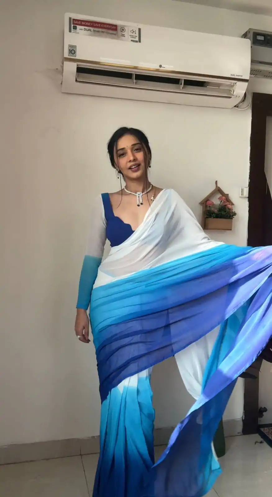 SC 230 White And Blue Color Soft Georgette Silk Ready To Wear Saree Casual, Wedding, Festive, Events . Expected Delivery  4-6 Working Days @1549/- only                                                                                                                                             | Sarees, Bollywood Sarees, Creative Sarees, Designer Sarees, Embroidered Sarees, Ethnic Saree, Modern Digital sarees, Party Wear Sarees