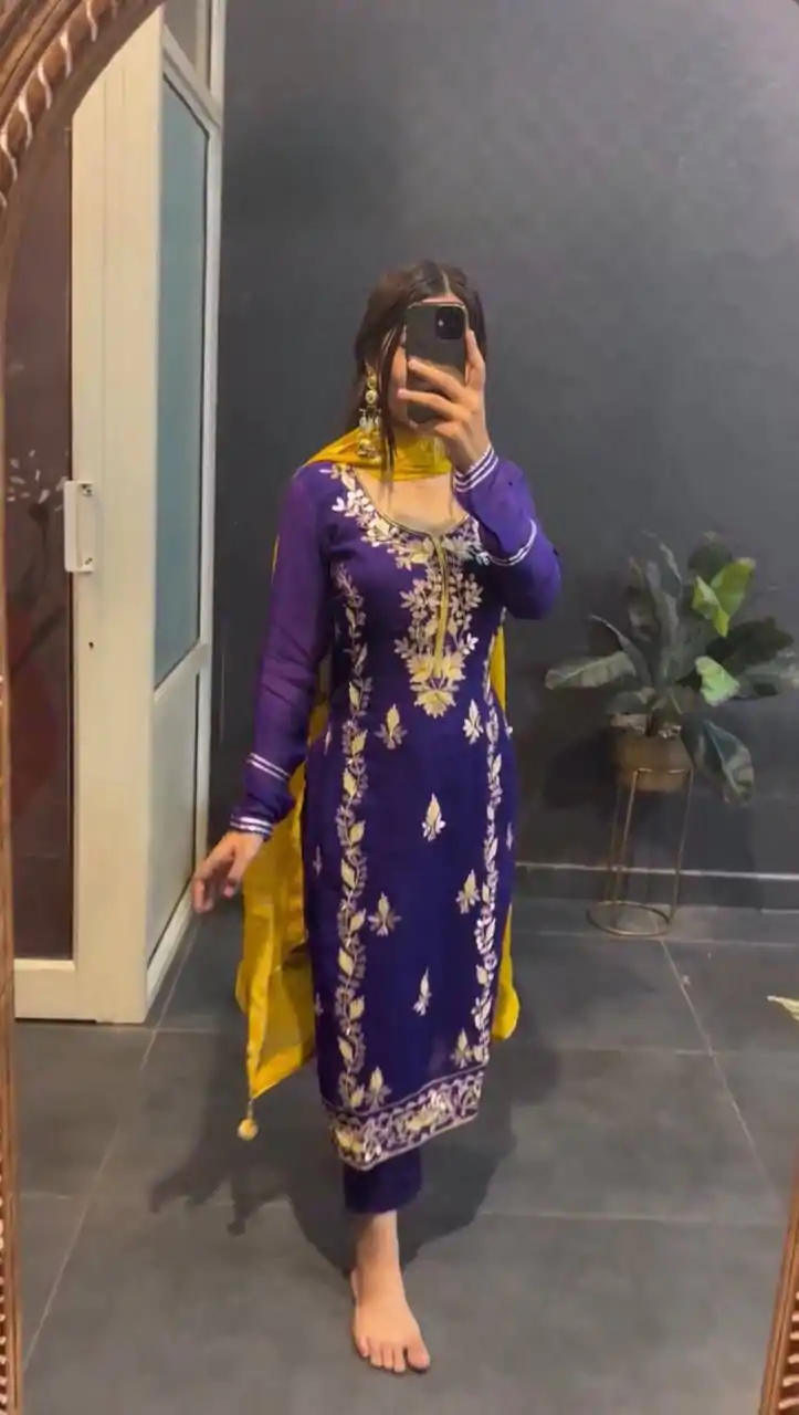 SR 1662 Purple Color Chinon Silk Sequence Work Salwar Suit Casual, Wedding, Festive, Events . Expected Delivery  4-6 Working Days @1799/- only      | Jump Suits, Salwar suit, Casual Suits, Creative suits, Designer Suits, Palazzo Suits, Party Wear Suits, Patiala Suits, Straight Suits