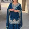 Shine Royal Blue Color Chinon Silk Thread Sequence Work Salwar Suit