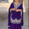 Shine Violet Color Chinon Silk Thread Sequence Work Salwar Suit