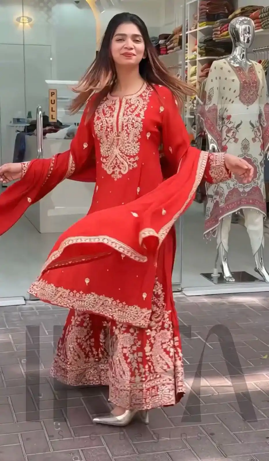 VLM 271 Red Color Chinon Silk With Embroidery Work Salwar Suit Casual, Wedding, Festive, Events . Expected Delivery  4-6 Working Days @2149/- only      | Jump Suits, Salwar suit, Casual Suits, Creative suits, Designer Suits, Palazzo Suits, Party Wear Suits, Patiala Suits, Straight Suits