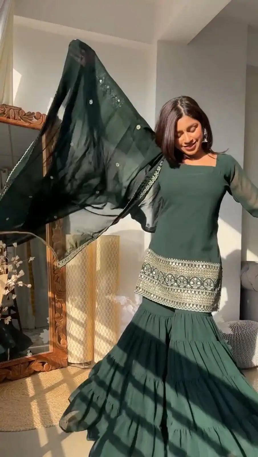 RTC 5662 Green Color Georgette Thread Sequence Salwar Suit Casual, Wedding, Festive, Events . Expected Delivery  4-6 Working Days @1949/- only      | Jump Suits, Salwar suit, Casual Suits, Creative suits, Designer Suits, Palazzo Suits, Party Wear Suits, Patiala Suits, Straight Suits