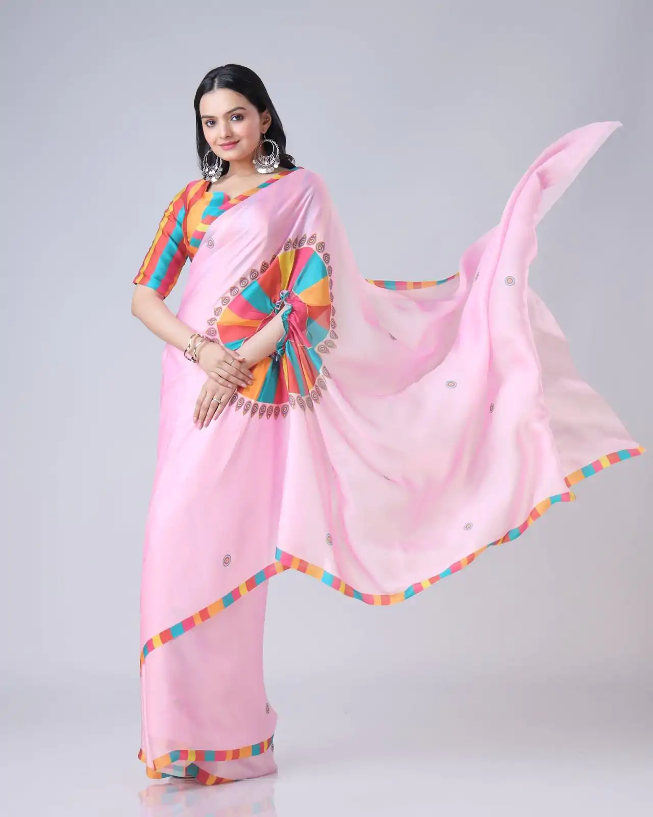 ST 1102 Pink Color Japan Satin Digital Print Work Saree Casual, Wedding, Festive, Events . Expected Delivery  4-6 Working Days @1849/- only      | Sarees, Bollywood Sarees, Creative Sarees, Designer Sarees, Embroidered Sarees, Ethnic Saree, Modern Digital sarees, Party Wear Sarees