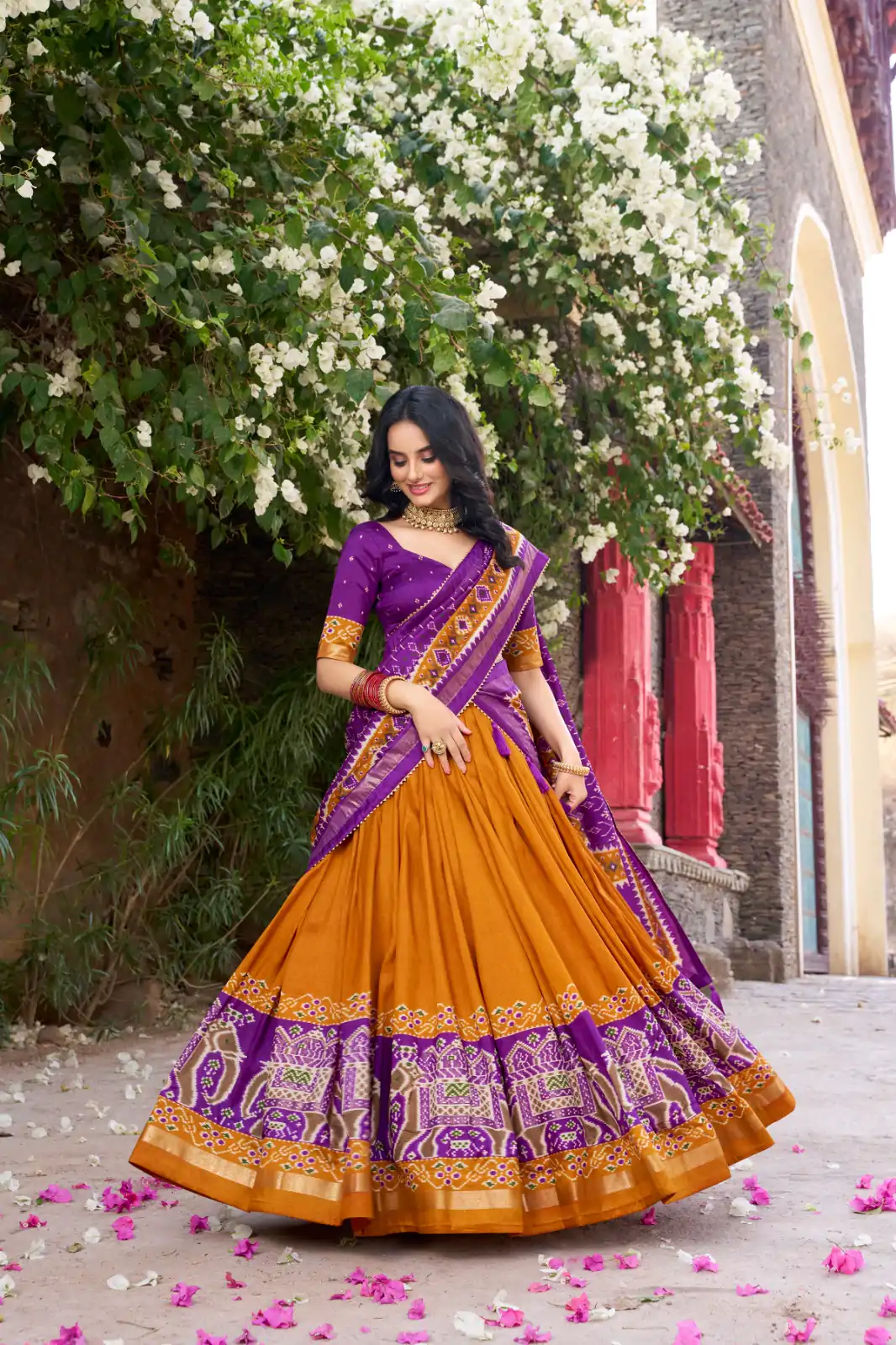 LNB 1221 Mustad Color Tushar Silk Patola Printed Lehenga Choli Casual, Wedding, Party, Festive, Events Etc.4-6 Working Days@ 2249/-only | Lehenga, Bollywood Lehenga, Creative Lehenga, Designer Lehenga, Embroidered Lehenga, Party Wear Lehenga
