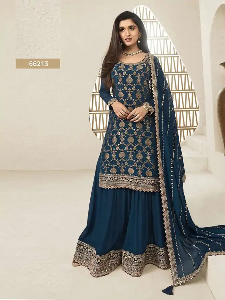 FC 66211 Navy Blue Color Jacquard Silk Chinon Multi Work Salwar Suit Casual, Wedding, Party, Festive, Events Etc.4-6 Working Days@ 2649/-only | Jump Suits, Salwar suit, Casual Suits, Creative suits, Designer Suits, Palazzo Suits, Party Wear Suits, Patiala Suits, Straight Suits