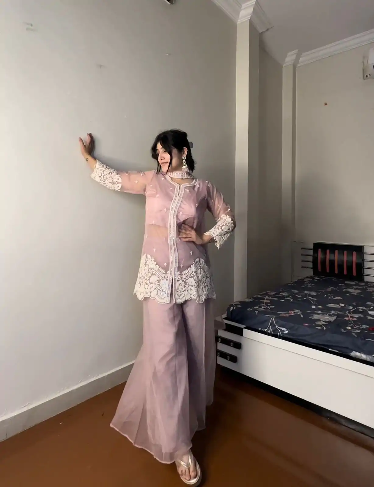 LG 1902 Pink Color Organza Sequence Work Indo-Western Suit Casual, Wedding, Party, Festive, Events Etc.4-6 Working Days@ 2049/-only | Jump Suits, Salwar suit, Casual Suits, Creative suits, Designer Suits, Palazzo Suits, Party Wear Suits, Patiala Suits, Straight Suits