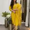 Yellow Roman Silk Sequence With Mirror Work Salwar Suit