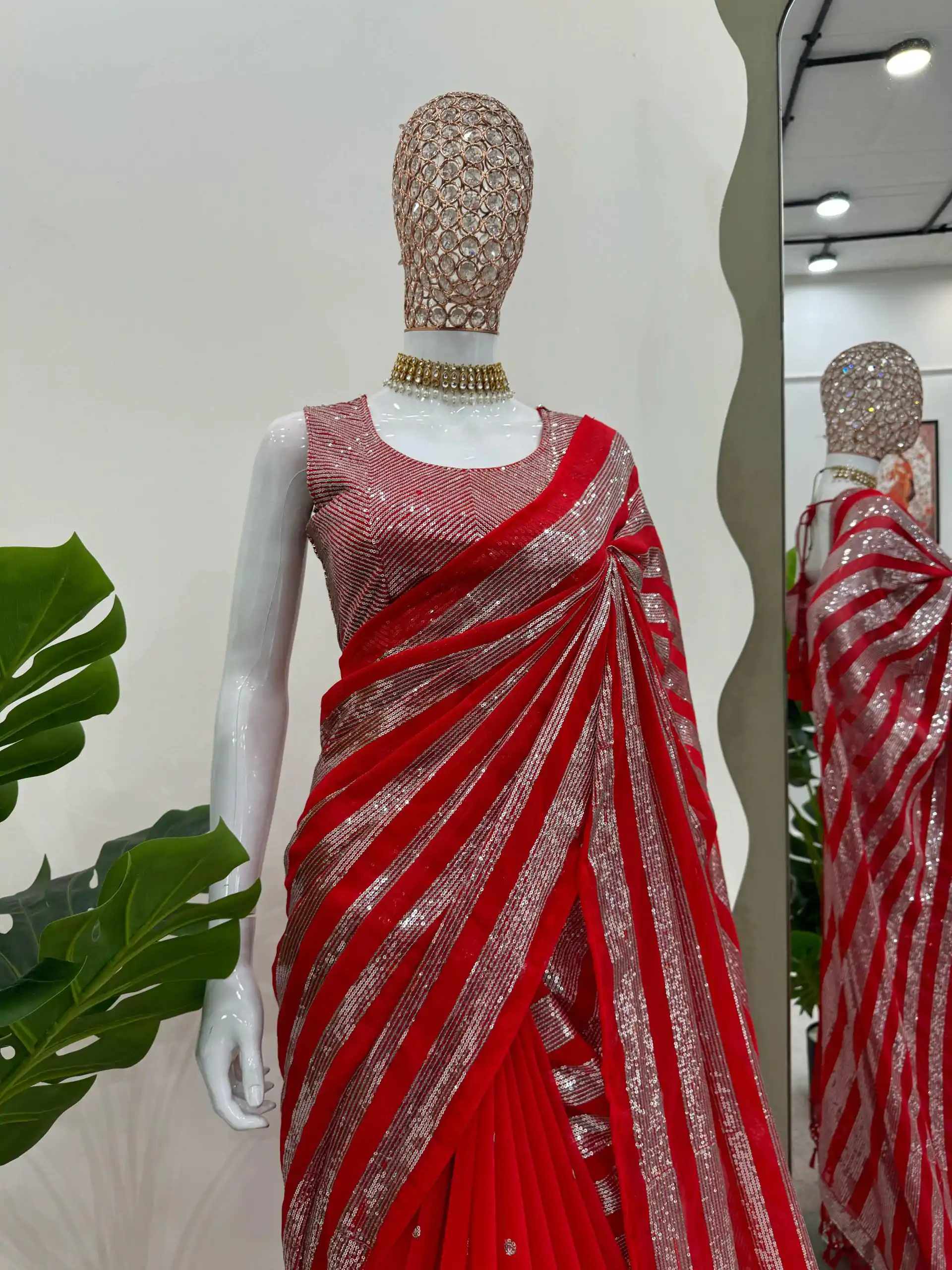 KD 582 Red Color Georgette Thread Sequence Work Saree Casual, Wedding, Festive, Events . Expected Delivery  4-6 Working Days @1999/- only                                                                                                                                           | Sarees, Bollywood Sarees, Creative Sarees, Designer Sarees, Embroidered Sarees, Ethnic Saree, Modern Digital sarees, Party Wear Sarees