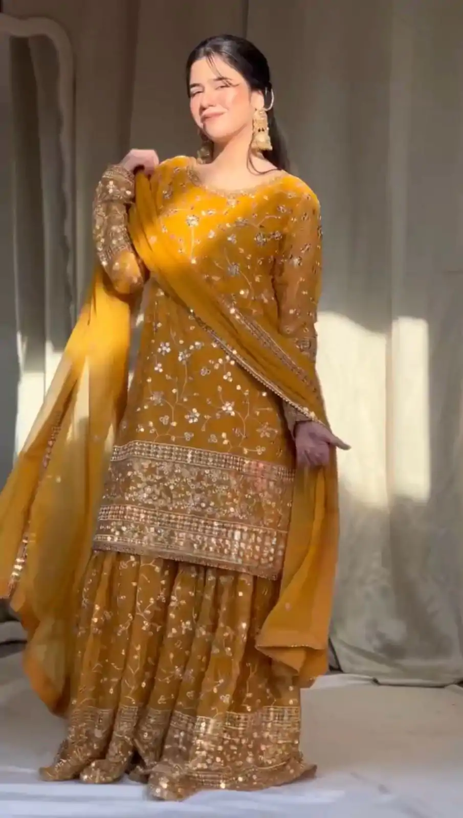 RTC 5858 Yellow Color Georgette Thread 9mm Sequence Salwar Suit Casual, Wedding, Festive, Events . Expected Delivery  4-6 Working Days @2349/- only      | Jump Suits, Salwar suit, Casual Suits, Creative suits, Designer Suits, Palazzo Suits, Party Wear Suits, Patiala Suits, Straight Suits