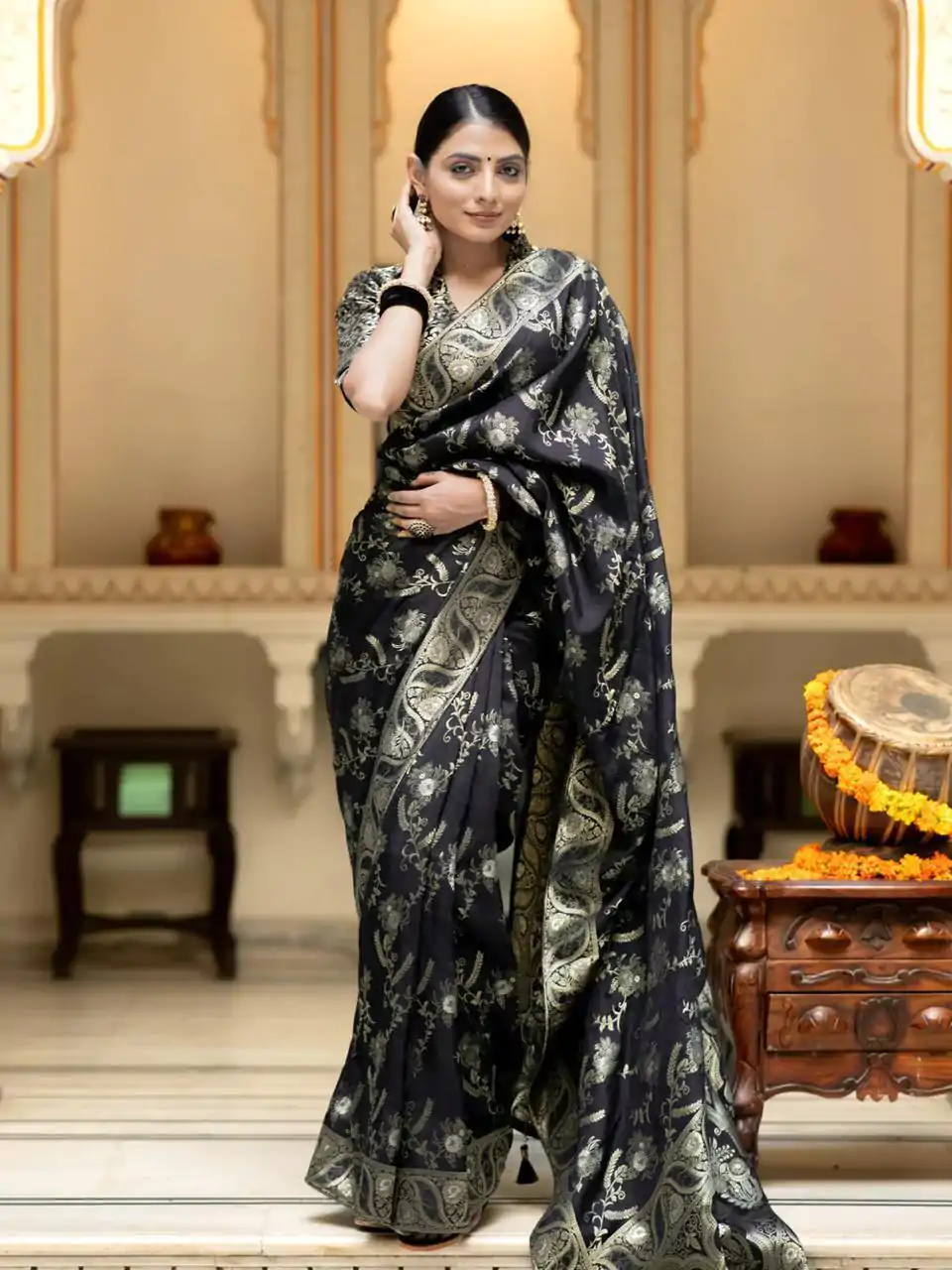 MB 494 Black Color Soft Litchi Silk All Over Weaving Saree Casual, Wedding, Festive, Events . Expected Delivery  4-6 Working Days @1199/- only                                                                                                                                             | Sarees, Bollywood Sarees, Creative Sarees, Designer Sarees, Embroidered Sarees, Ethnic Saree, Modern Digital sarees, Party Wear Sarees
