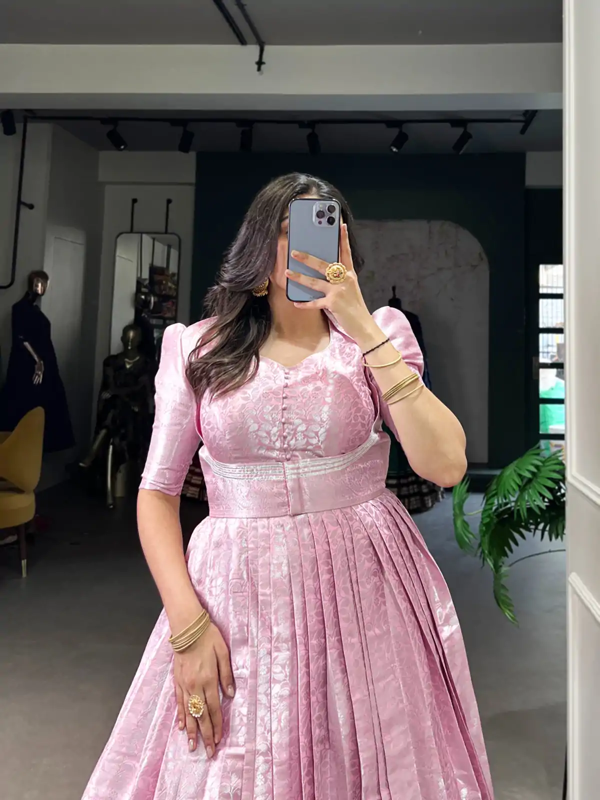 YNF 5321 Pink Color Kanjivaram Zari Weaving Work Gown Casual, Wedding, Festive, Events . Expected Delivery  4-6 Working Days @1999/- only      | Gowns, Bollywood Gowns, Creative Gowns, Designer Gowns, Embroidered Gowns, Party Wear Gowns