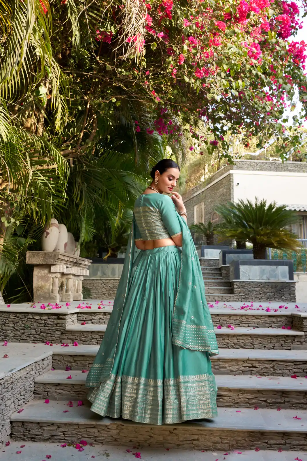 LNB 1906 Sea Green Pure Chanderi Plain With Zari Weaving Work Border Lehenga Choli Wedding, Party, Festive, Events Etc. Delivery 4-6 Working Days Rs 1999 | Lehenga, Bollywood Lehenga, Creative Lehenga, Designer Lehenga, Embroidered Lehenga, Party Wear Lehenga