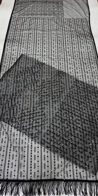 DF 3332 Black Color Butterfly Net 5mm Sequence Embroiderer Work Saree Casual, Wedding, Festive, Events . Expected Delivery  4-6 Working Days @1699/- only                                                                                | Sarees, Bollywood Sarees, Creative Sarees, Designer Sarees, Embroidered Sarees, Ethnic Saree, Modern Digital sarees, Party Wear Sarees