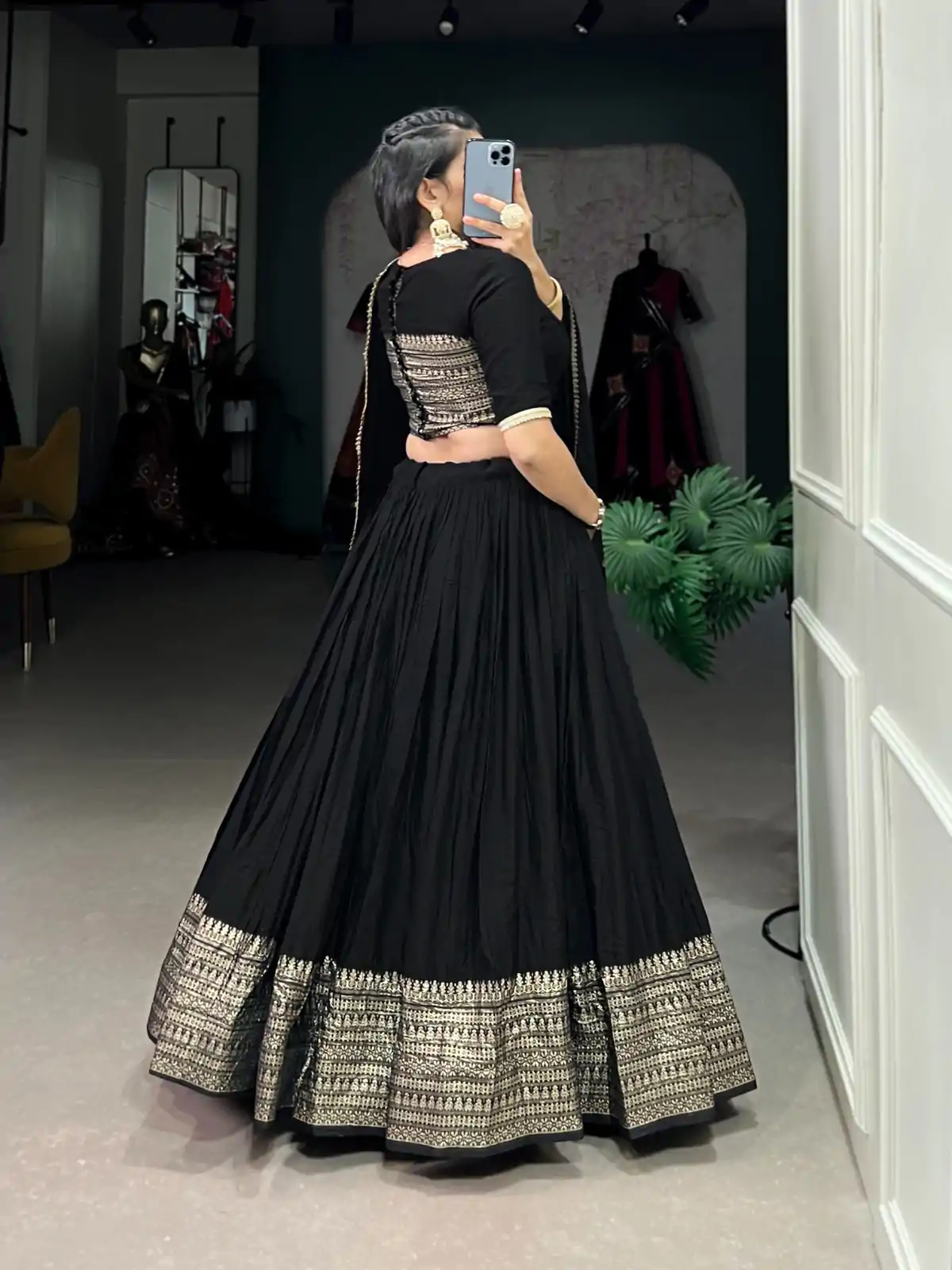 LNB 1906 Black Color Pure Chanderi Plain With Zari Weaving Work Border Lehenga Choli Wedding, Party, Festive, Events Etc. Delivery 4-6 Working Days Rs 1999 | Lehenga, Bollywood Lehenga, Creative Lehenga, Designer Lehenga, Embroidered Lehenga, Party Wear Lehenga