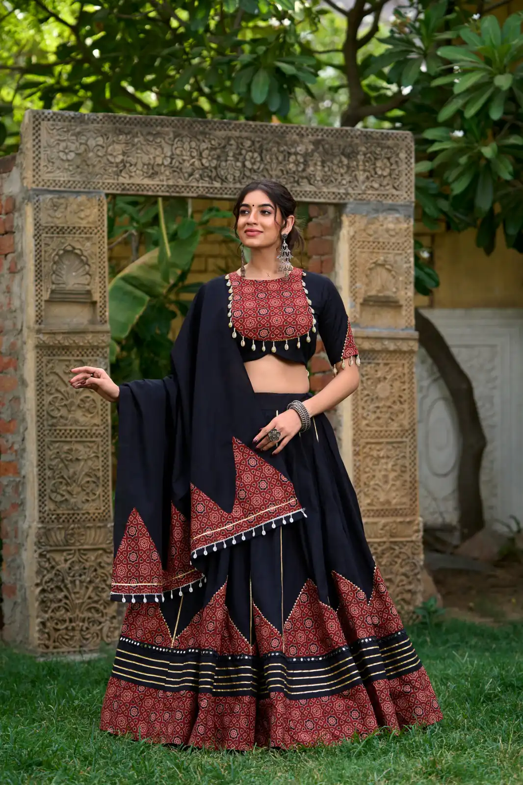 LNB 1671 Black Color Pure Cotton Plain Printed Mirror Work Gota Patti Lehenga Choli Wedding, Party, Festive, Events Etc. Delivery 4-6 Working Days Rs 3999 | Lehenga, Bollywood Lehenga, Creative Lehenga, Designer Lehenga, Embroidered Lehenga, Party Wear Lehenga