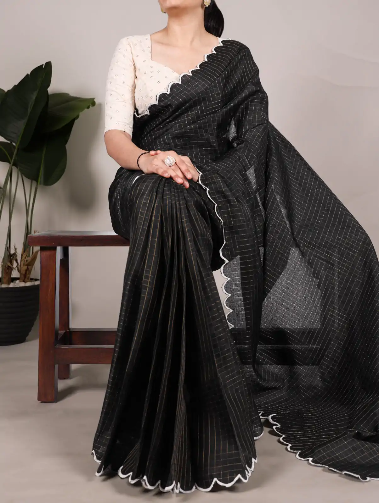 YNF 7105 Black Color Gadhawal Chex Arca Work Saree Casual, Wedding, Festive, Events . Expected Delivery  4-6 Working Days @1599/- only                                                                                | Sarees, Bollywood Sarees, Creative Sarees, Designer Sarees, Embroidered Sarees, Ethnic Saree, Modern Digital sarees, Party Wear Sarees