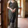 Black Georgette Embroidery Work Saree