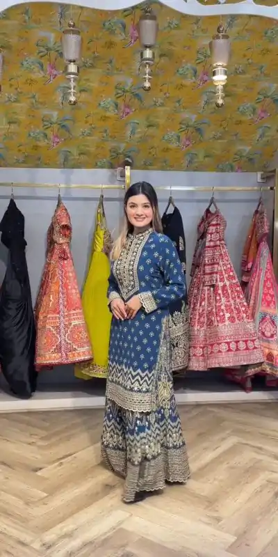 LG 1995 Blue Color Chinon Digital Print diamond Mirror WorkSalwar Suit Casual, Wedding, Festive, Events . Expected Delivery  4-6 Working Days @1999/- only      | Jump Suits, Salwar suit, Casual Suits, Creative suits, Designer Suits, Palazzo Suits, Party Wear Suits, Patiala Suits, Straight Suits