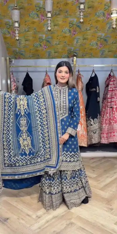 LG 1995 Blue Color Chinon Digital Print diamond Mirror WorkSalwar Suit Casual, Wedding, Festive, Events . Expected Delivery  4-6 Working Days @1999/- only      | Jump Suits, Salwar suit, Casual Suits, Creative suits, Designer Suits, Palazzo Suits, Party Wear Suits, Patiala Suits, Straight Suits