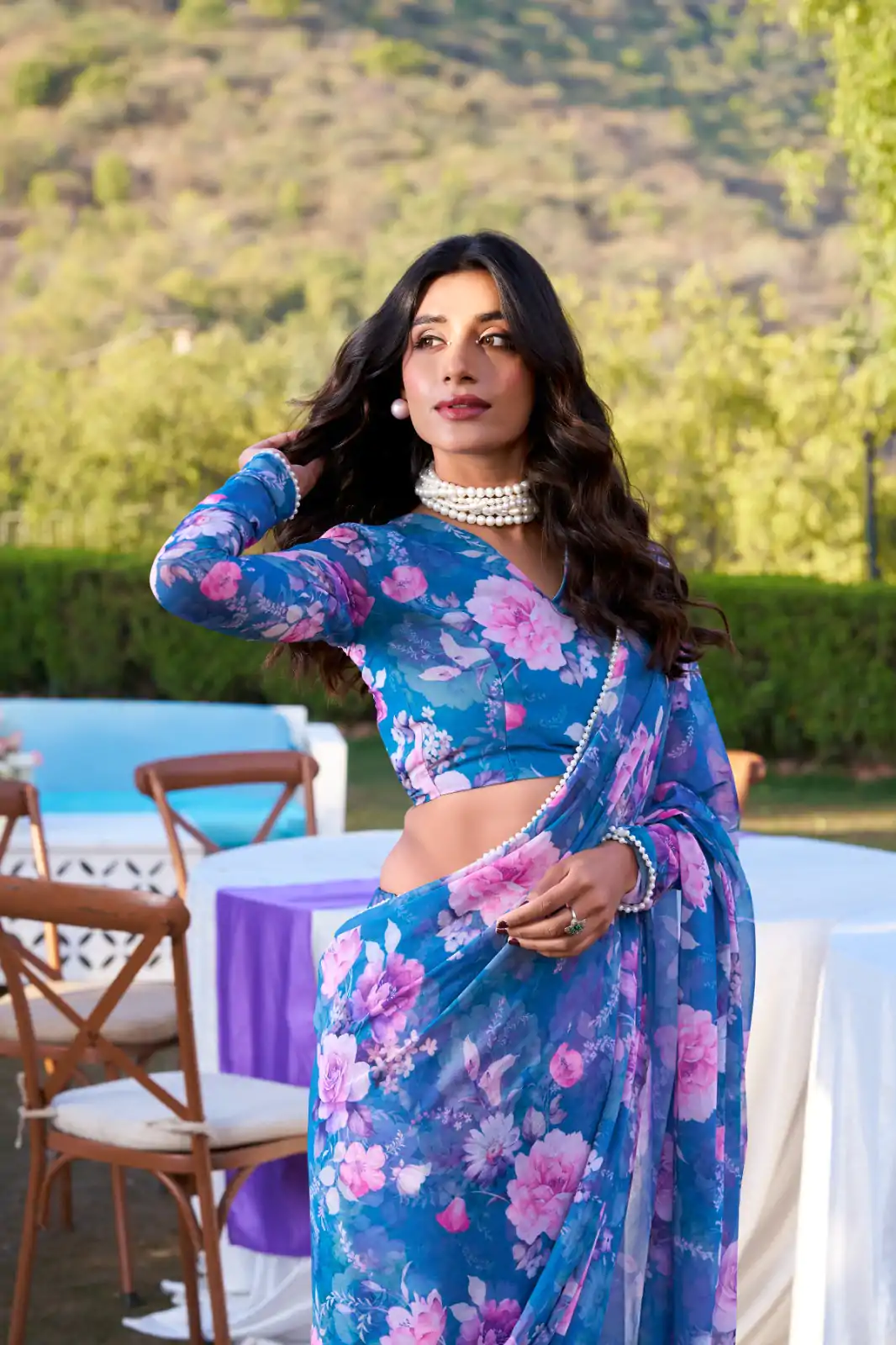 YNF 7010 Blue Color Weightless Marbal Floral Printed Pearl Lace Saree Casual, Wedding, Festive, Events . Expected Delivery  4-6 Working Days @1599/- only                                                                                | Sarees, Bollywood Sarees, Creative Sarees, Designer Sarees, Embroidered Sarees, Ethnic Saree, Modern Digital sarees, Party Wear Sarees